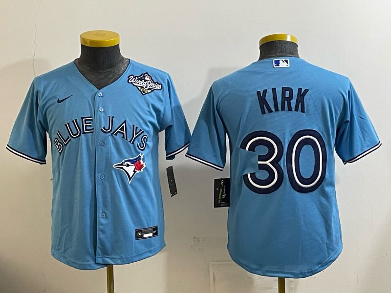 Youth 2025 Nike Toronto Blue Jays #30 Kirk Light Blue Game MLB Jersey 01->youth mlb jersey->Youth Jersey